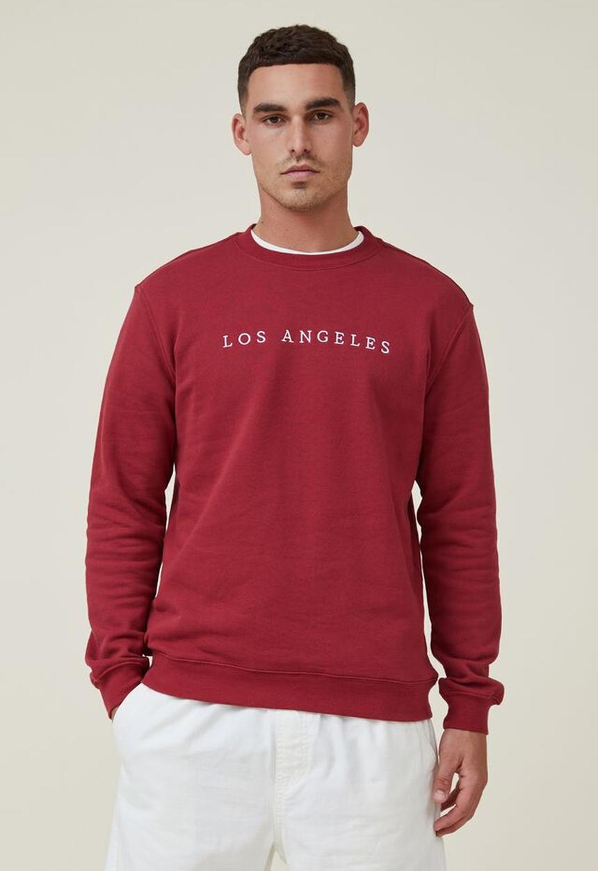 Cotton On - Graphic crew fleece - chilli pepper/los angeles