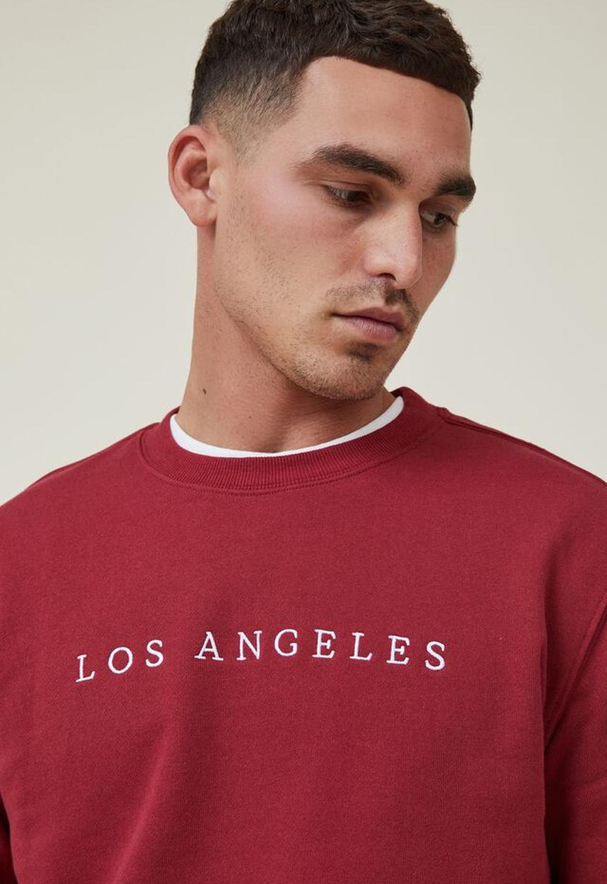 Cotton On - Graphic crew fleece - chilli pepper/los angeles