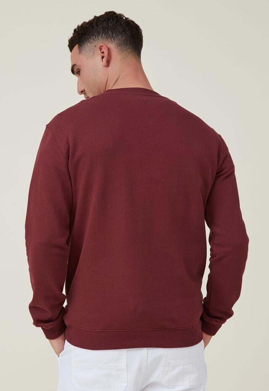 Cotton On - Graphic crew fleece - dark carmine/los angeles spaced