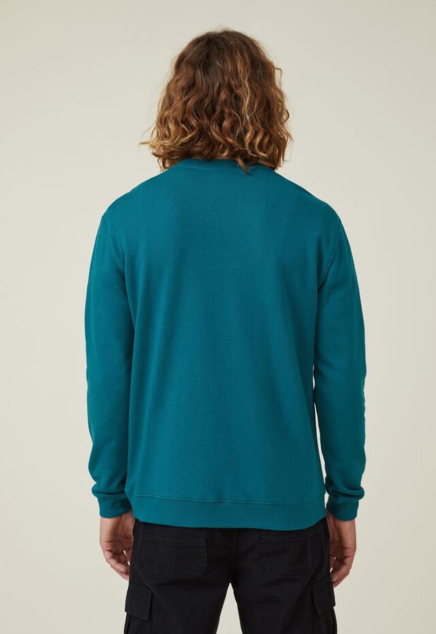 Cotton On - Graphic crew fleece - deep sea teal/academie sportive