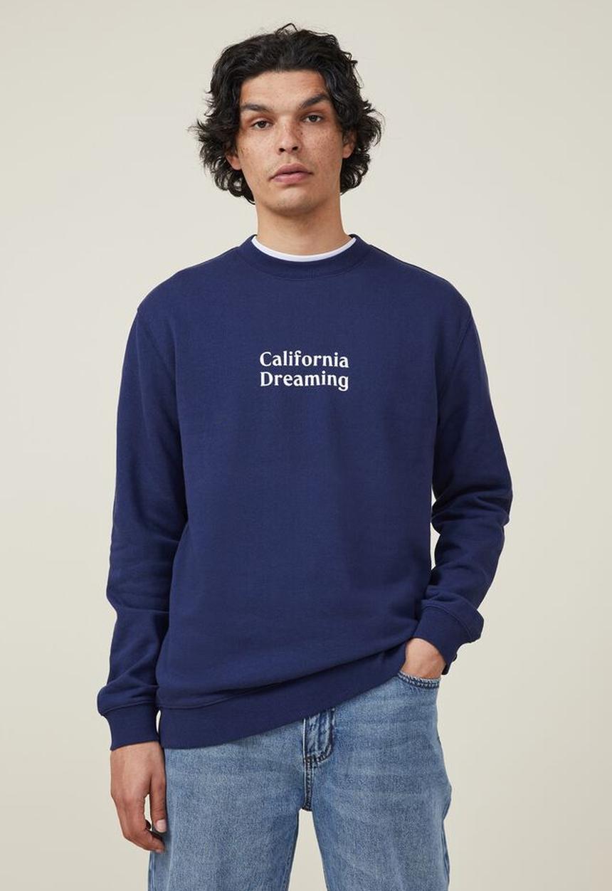 Cotton On - Graphic crew fleece - indigo/california dreaming