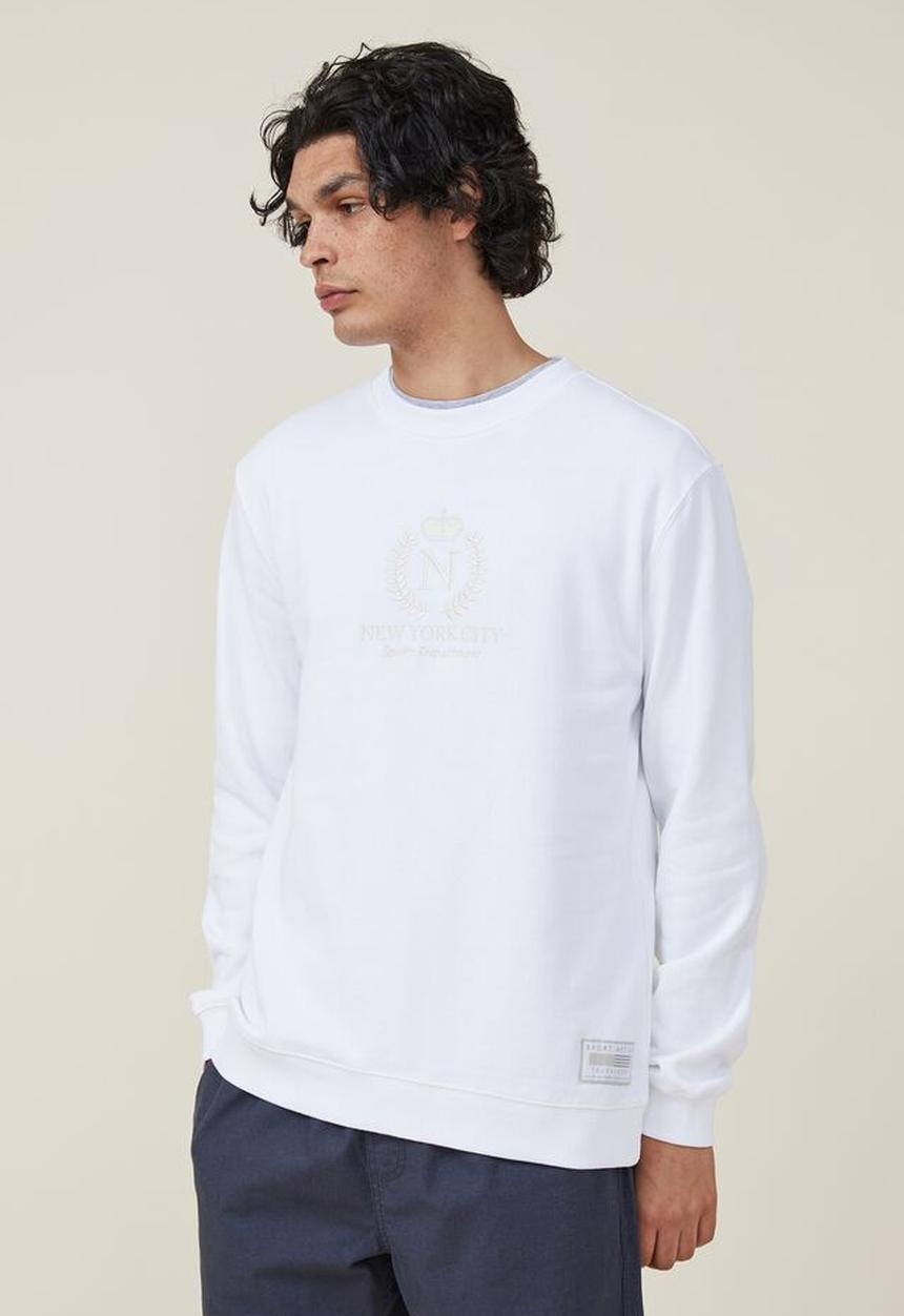 Cotton On - Graphic crew fleece - white/nyc crest