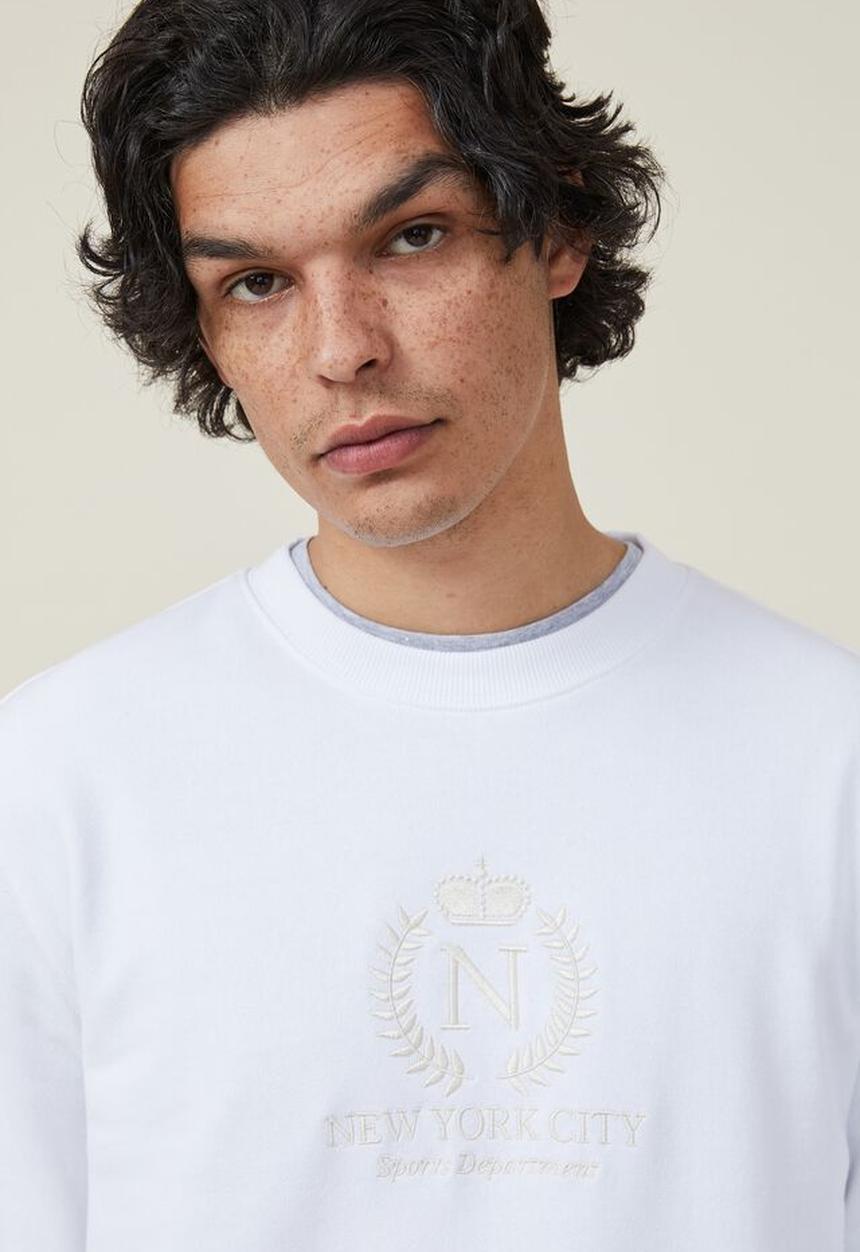 Cotton On - Graphic crew fleece - white/nyc crest