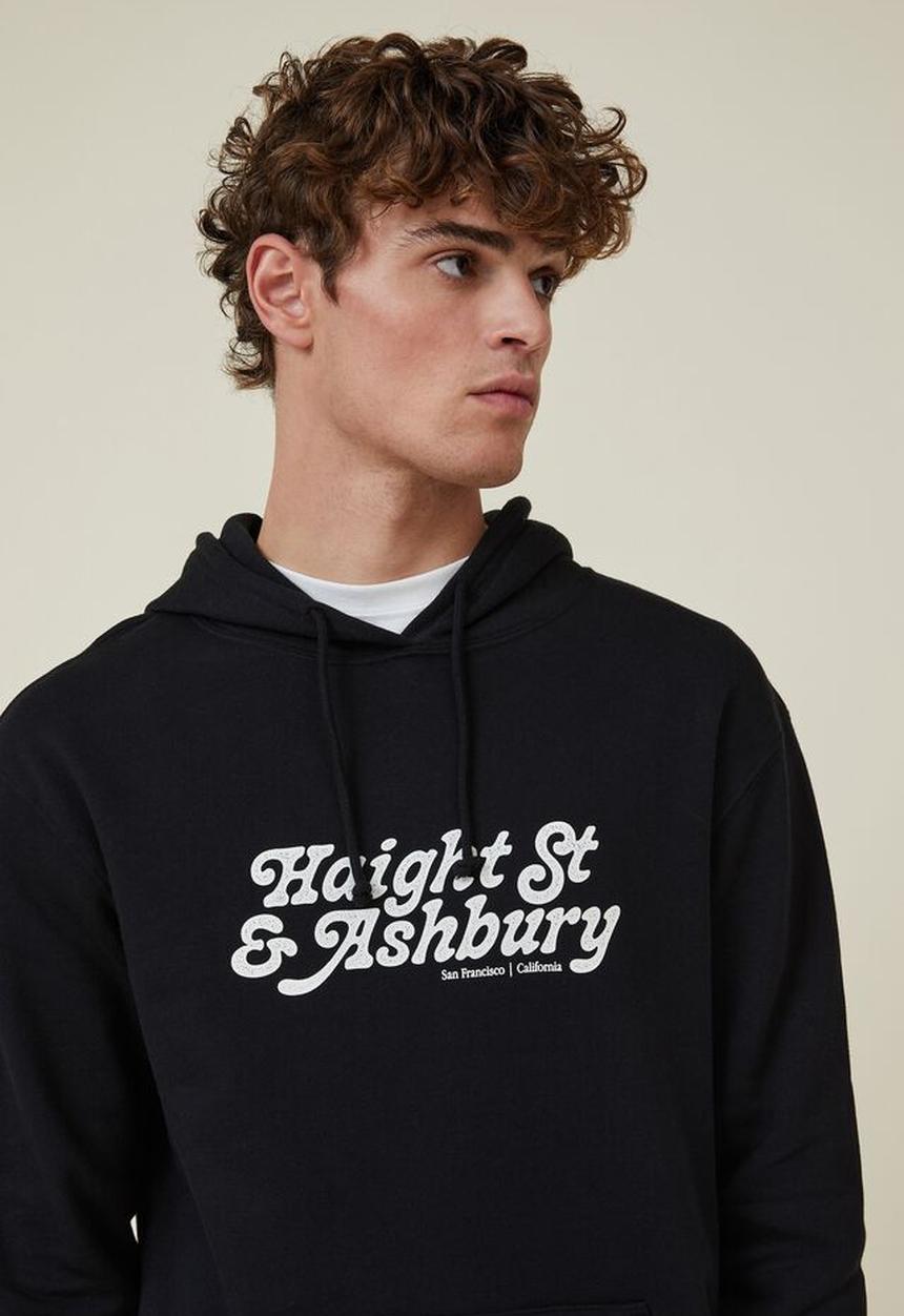 Cotton On - Graphic fleece pullover - black/haight ashbury