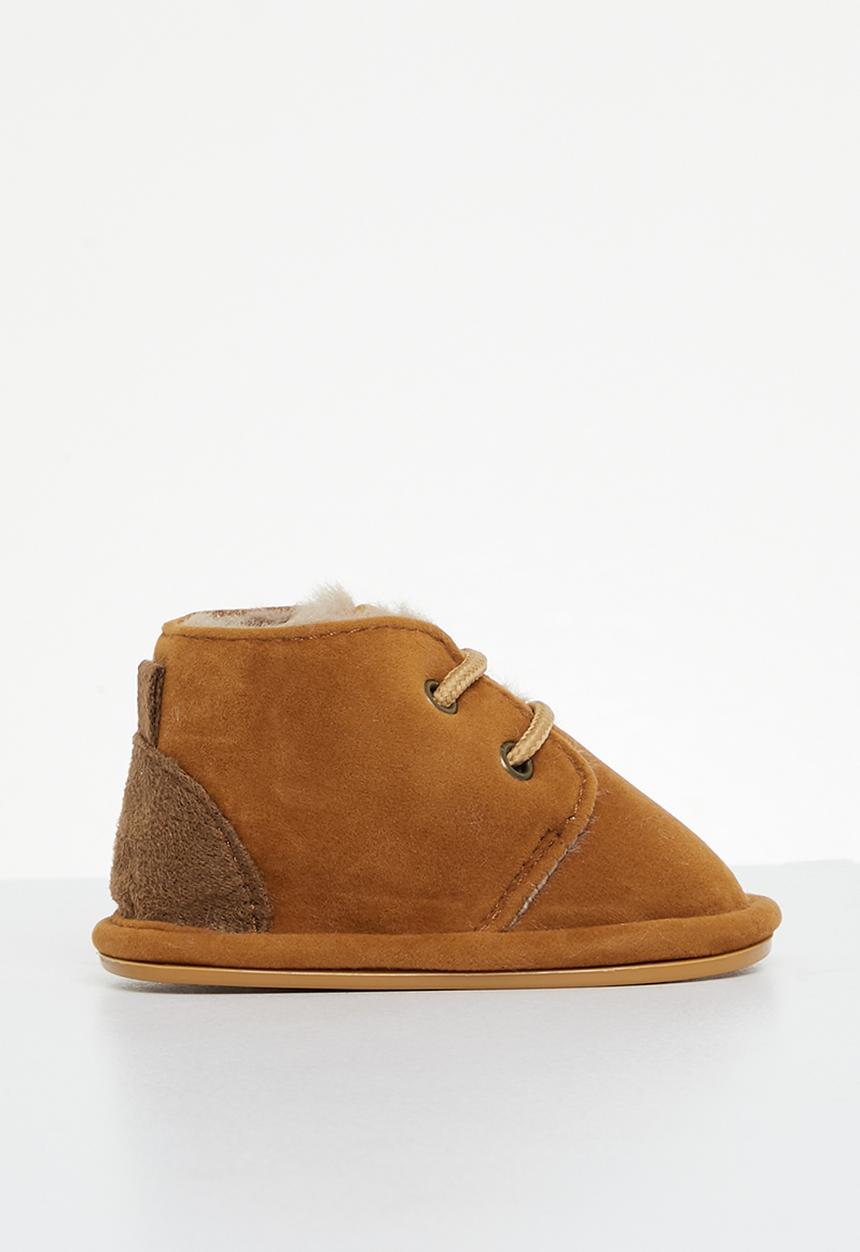 Pop Candy - Baby booties with faux fur - brown
