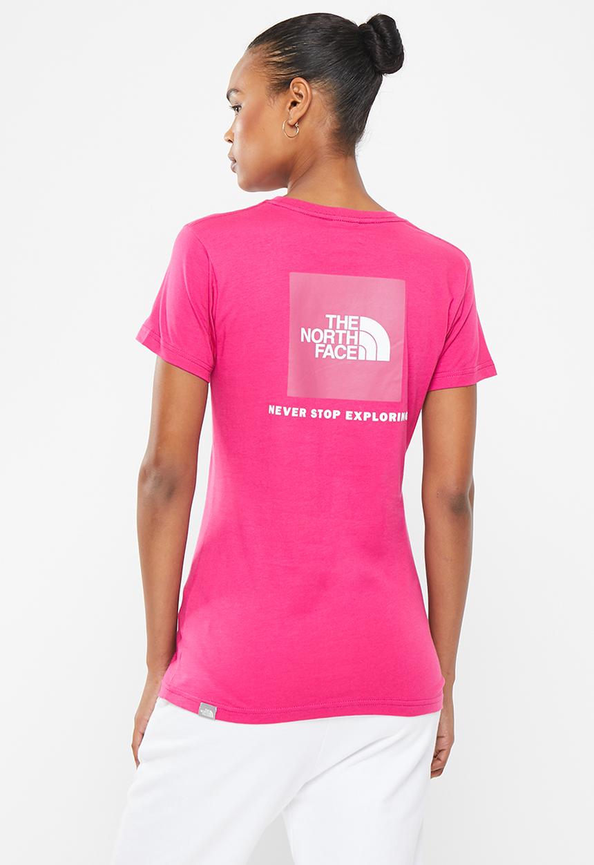 The North Face - W short sleeve red box tee - fuschia pink
