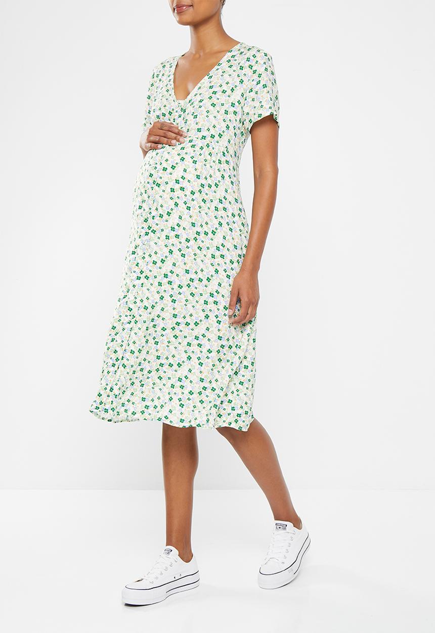 Cotton On - Maternity friendly short sleeve midi dress - molly meadow field green