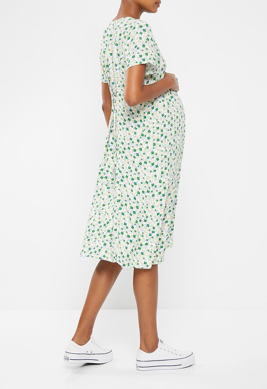 Cotton On - Maternity friendly short sleeve midi dress - molly meadow field green