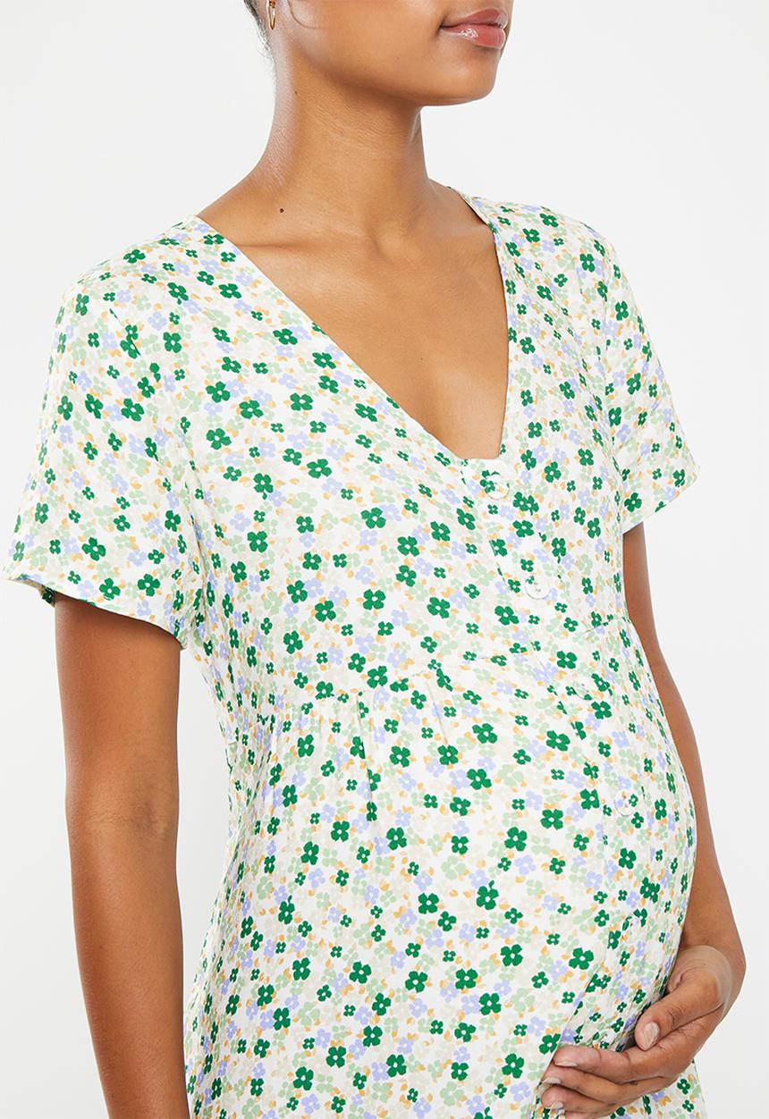 Cotton On - Maternity friendly short sleeve midi dress - molly meadow field green