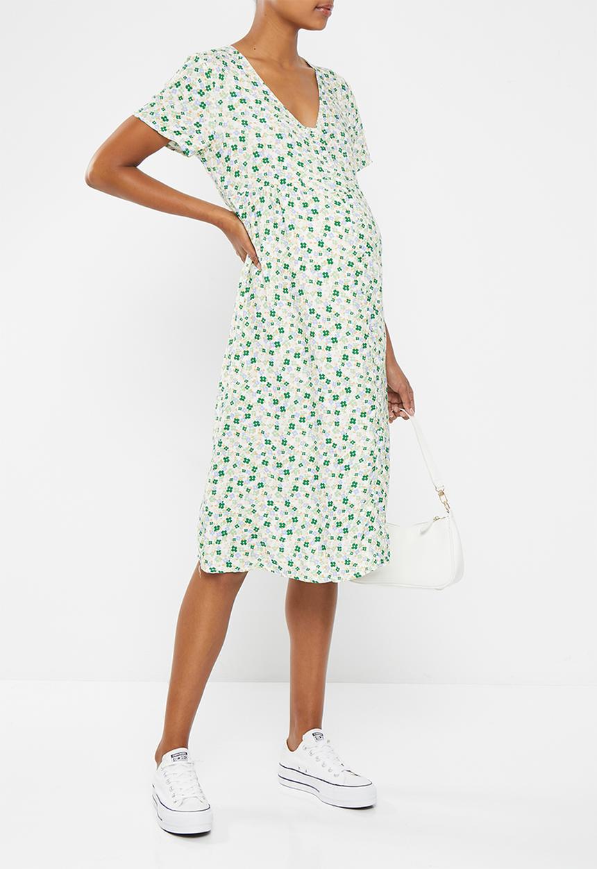 Cotton On - Maternity friendly short sleeve midi dress - molly meadow field green