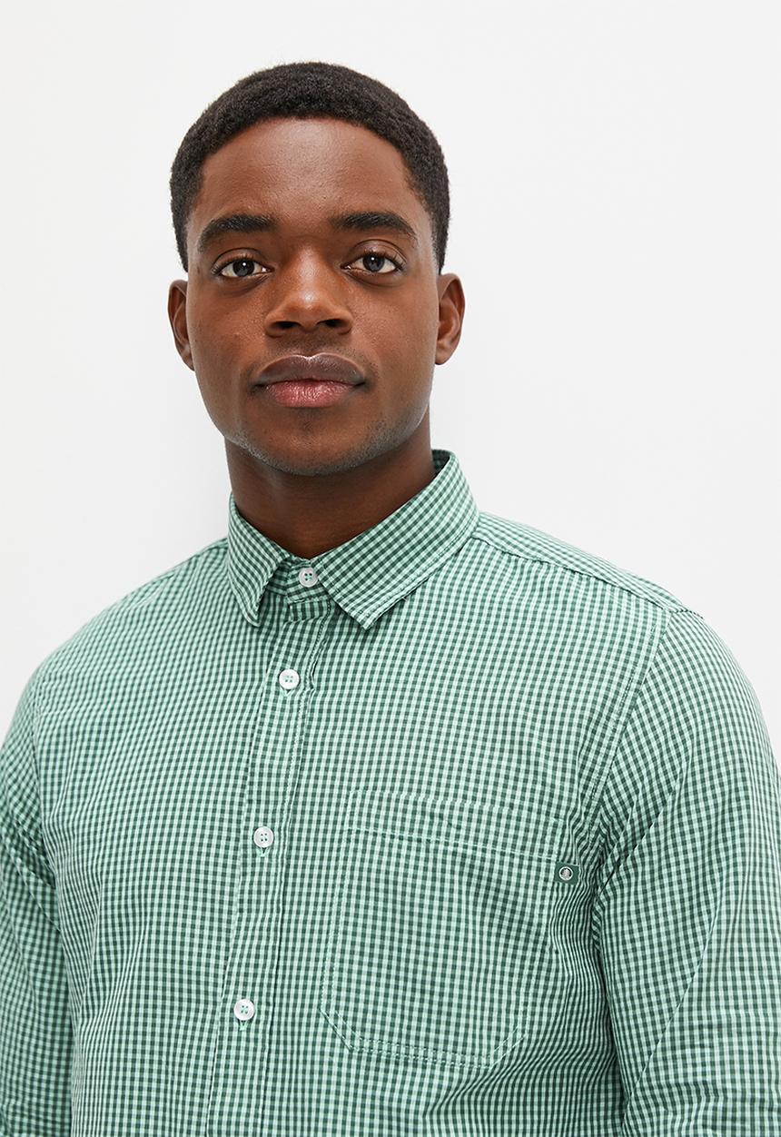 Lark & Crosse - Regular fit logo gingham check shirt - mint
