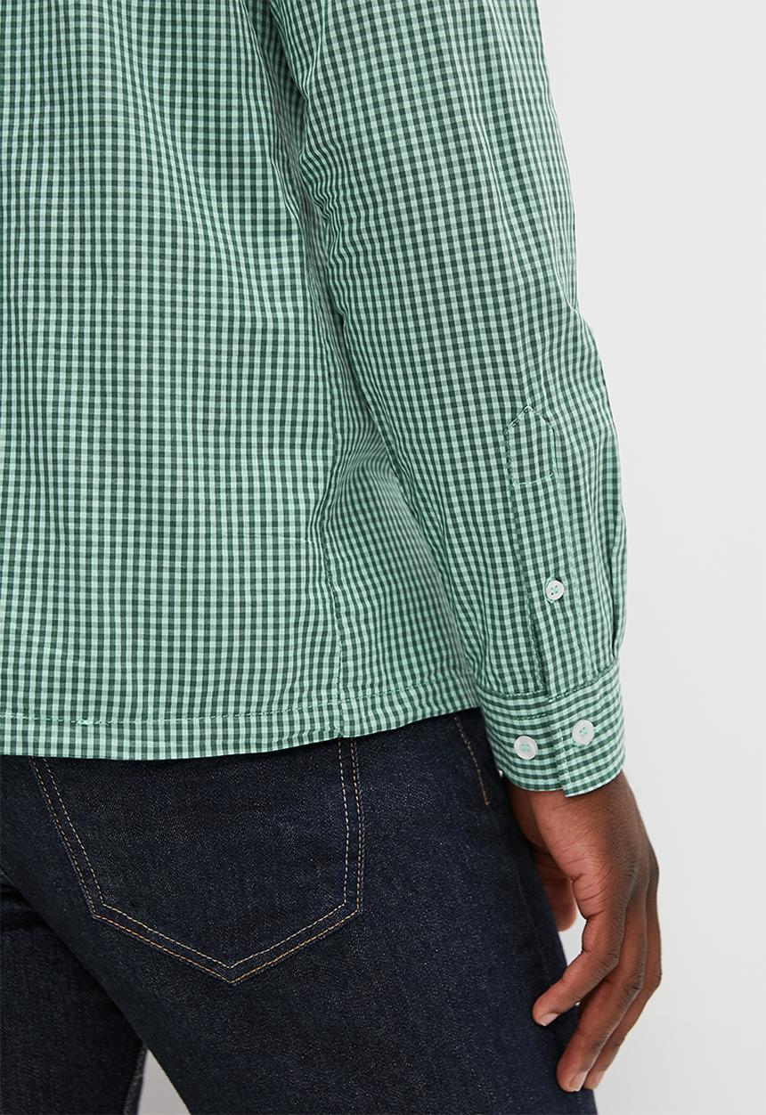 Lark & Crosse - Regular fit logo gingham check shirt - mint