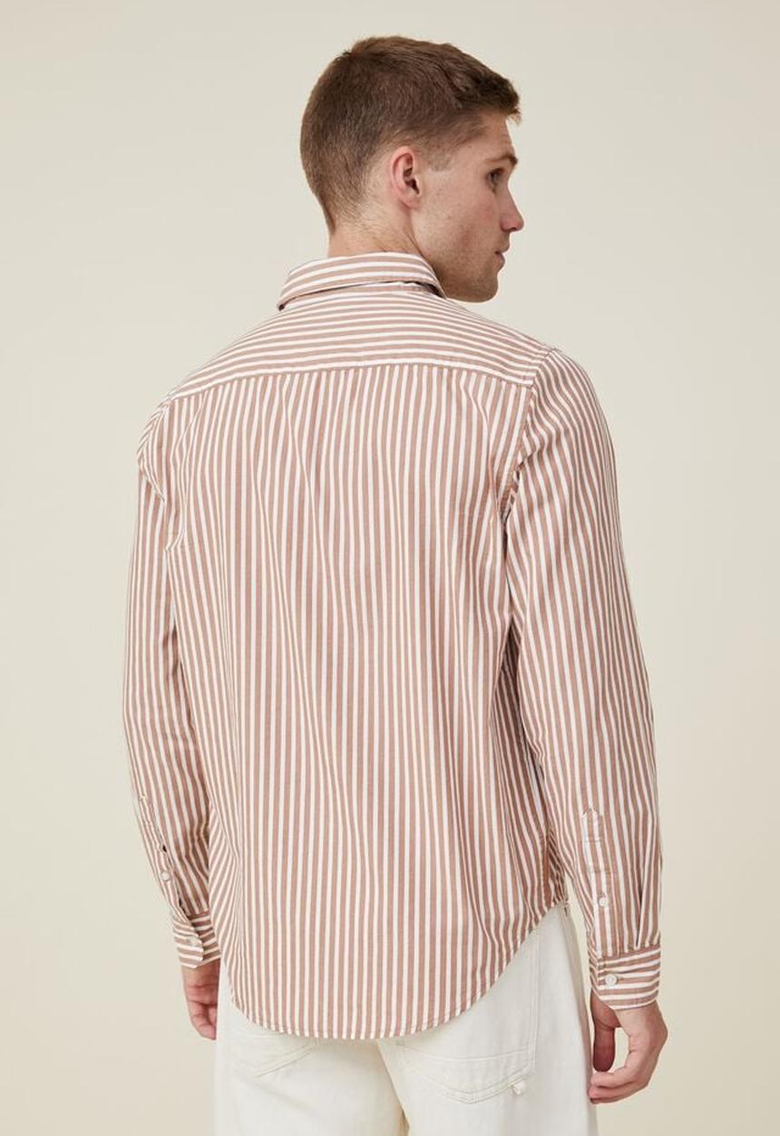 Cotton On - Mayfair long sleeve shirt - rust stripe