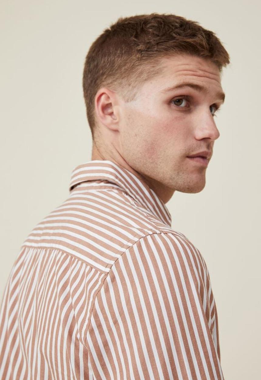 Cotton On - Mayfair long sleeve shirt - rust stripe