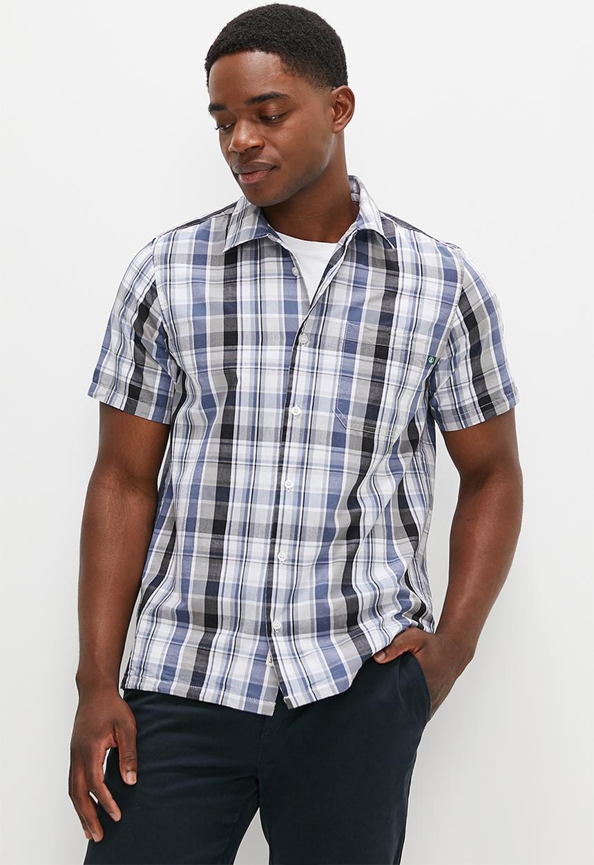 Lark & Crosse - Regular fit logo check shirt - blue
