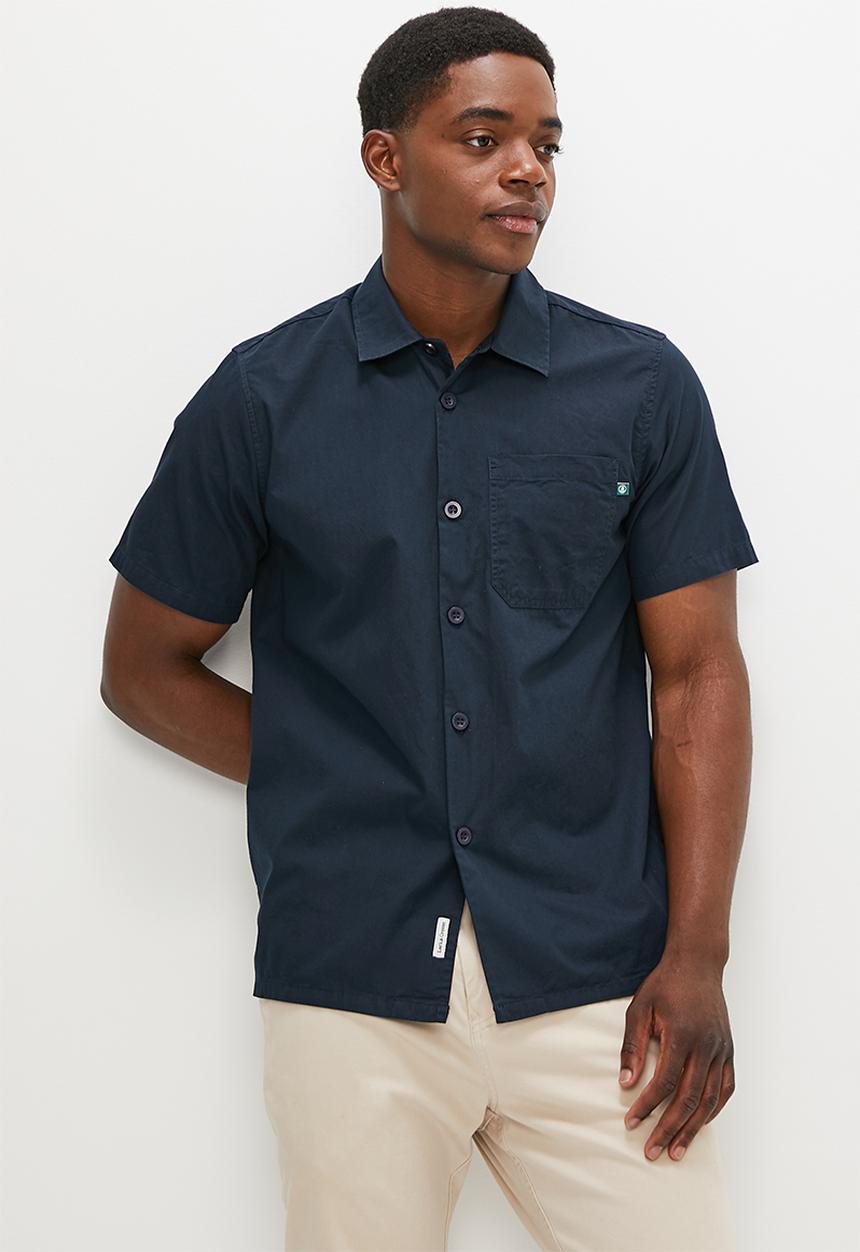 Lark & Crosse - Regular fit cracker shirt - navy