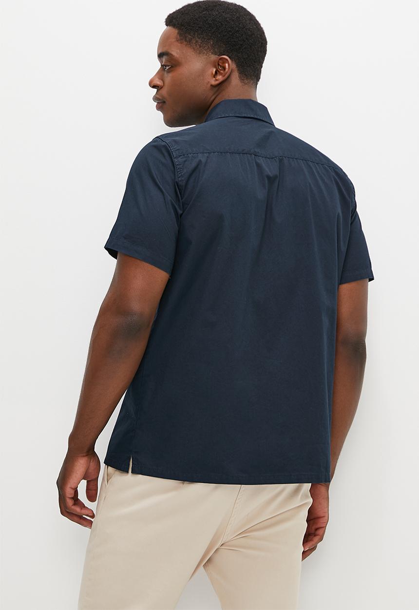 Lark & Crosse - Regular fit cracker shirt - navy