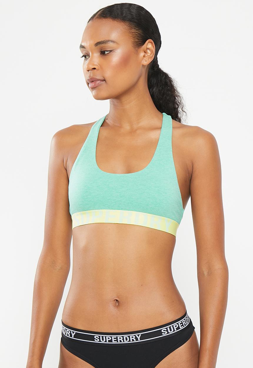 Superdry. - Large logo crop bralette - ice green marl