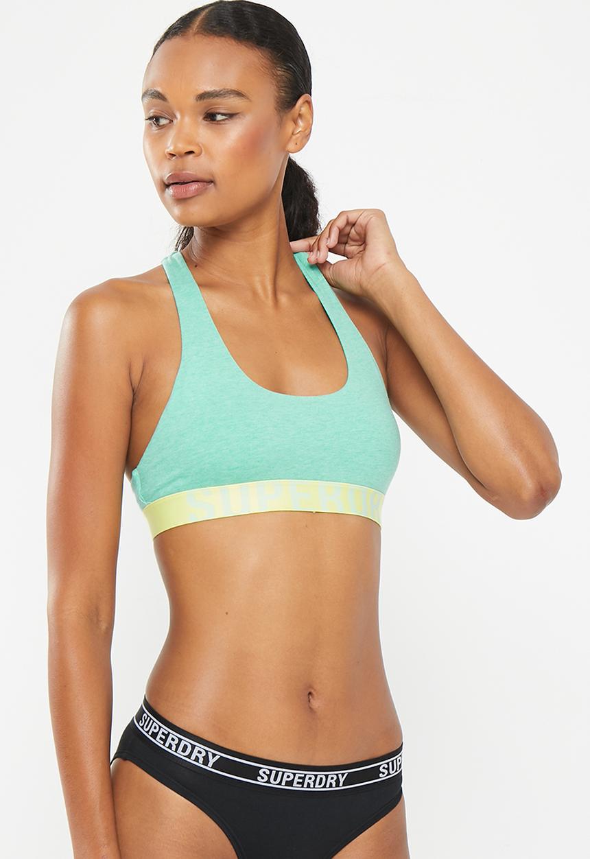 Superdry. - Large logo crop bralette - ice green marl