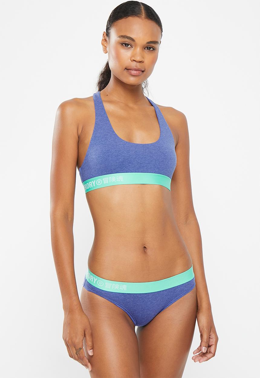 Superdry. - Offset logo bikini brief - ocean blue marl