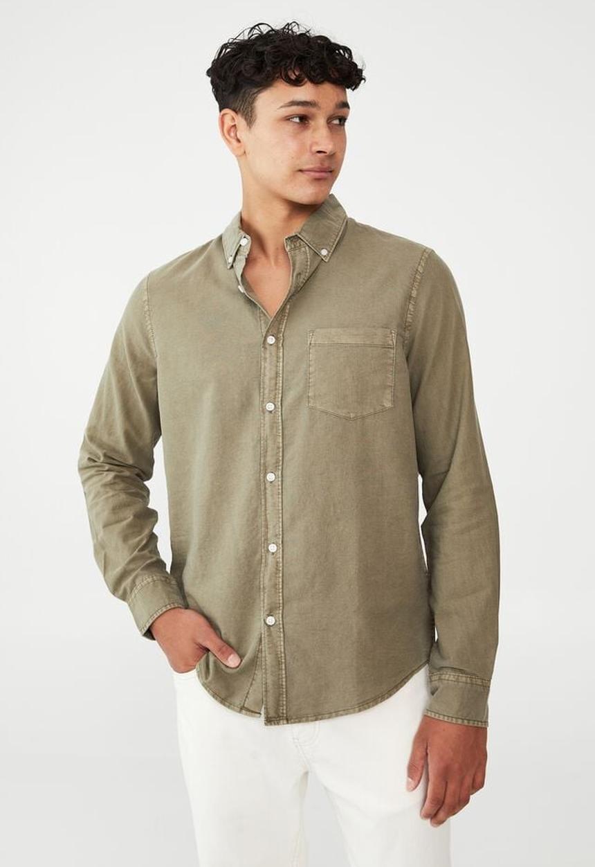 Cotton On - Mayfair long sleeve shirt - vintage khaki