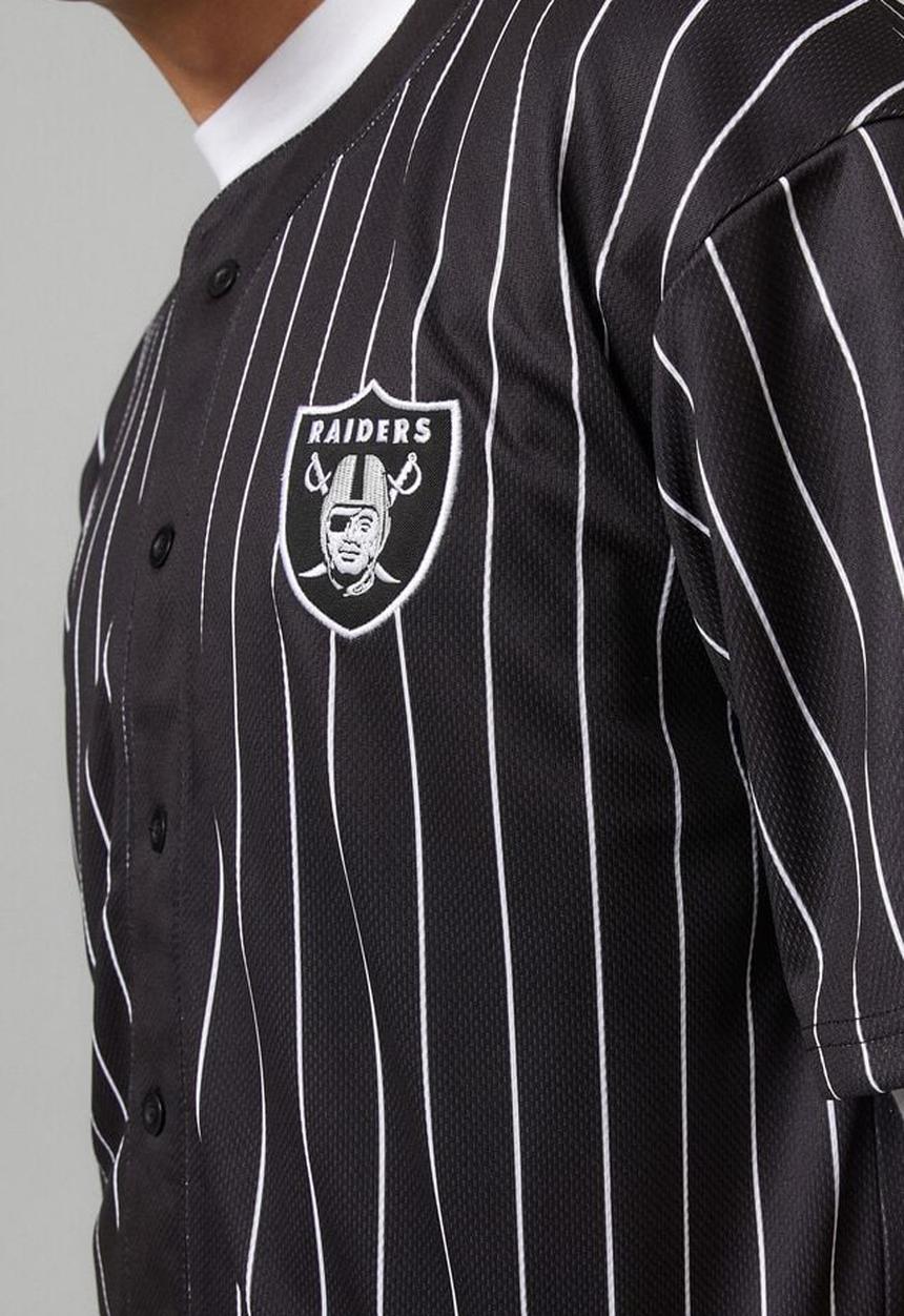 Cotton On - Nfl baseball shirt - lcn nfl raiders pinstripe black