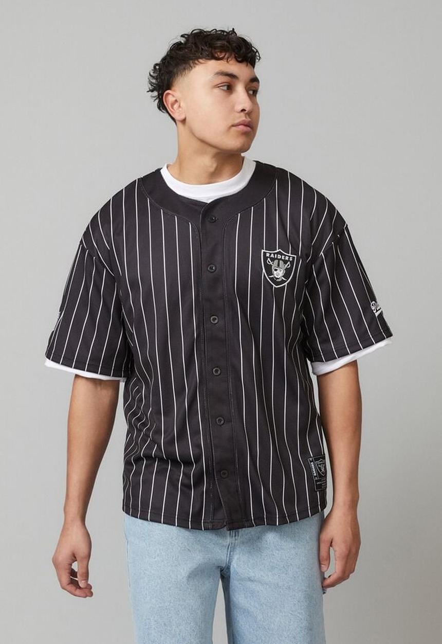 Cotton On - Nfl baseball shirt - lcn nfl raiders pinstripe black