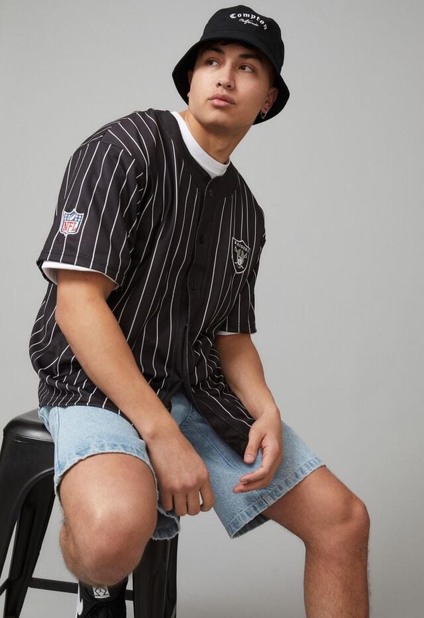 Cotton On - Nfl baseball shirt - lcn nfl raiders pinstripe black