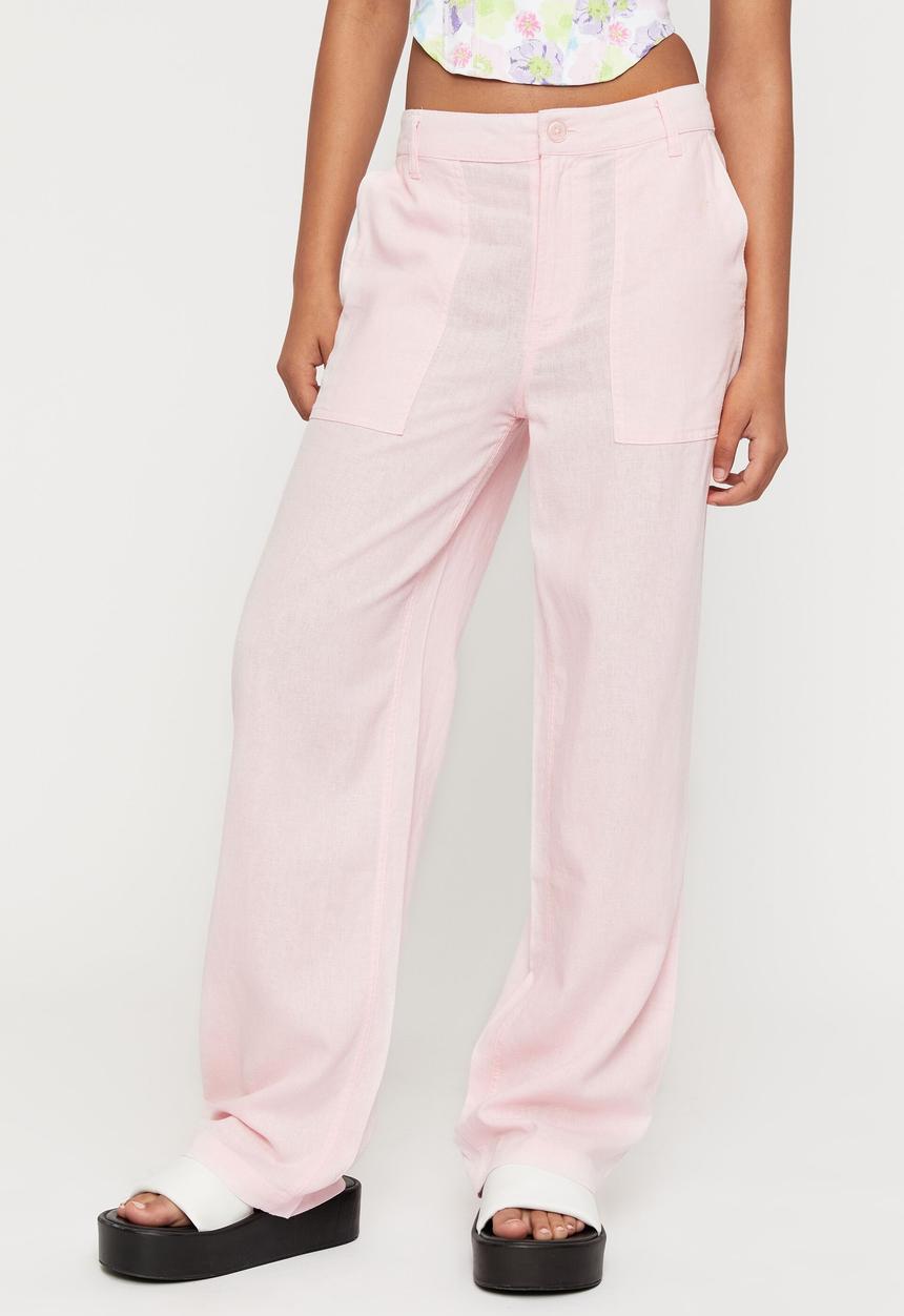 Supré  - Candace linen cargo pant - pastel pink