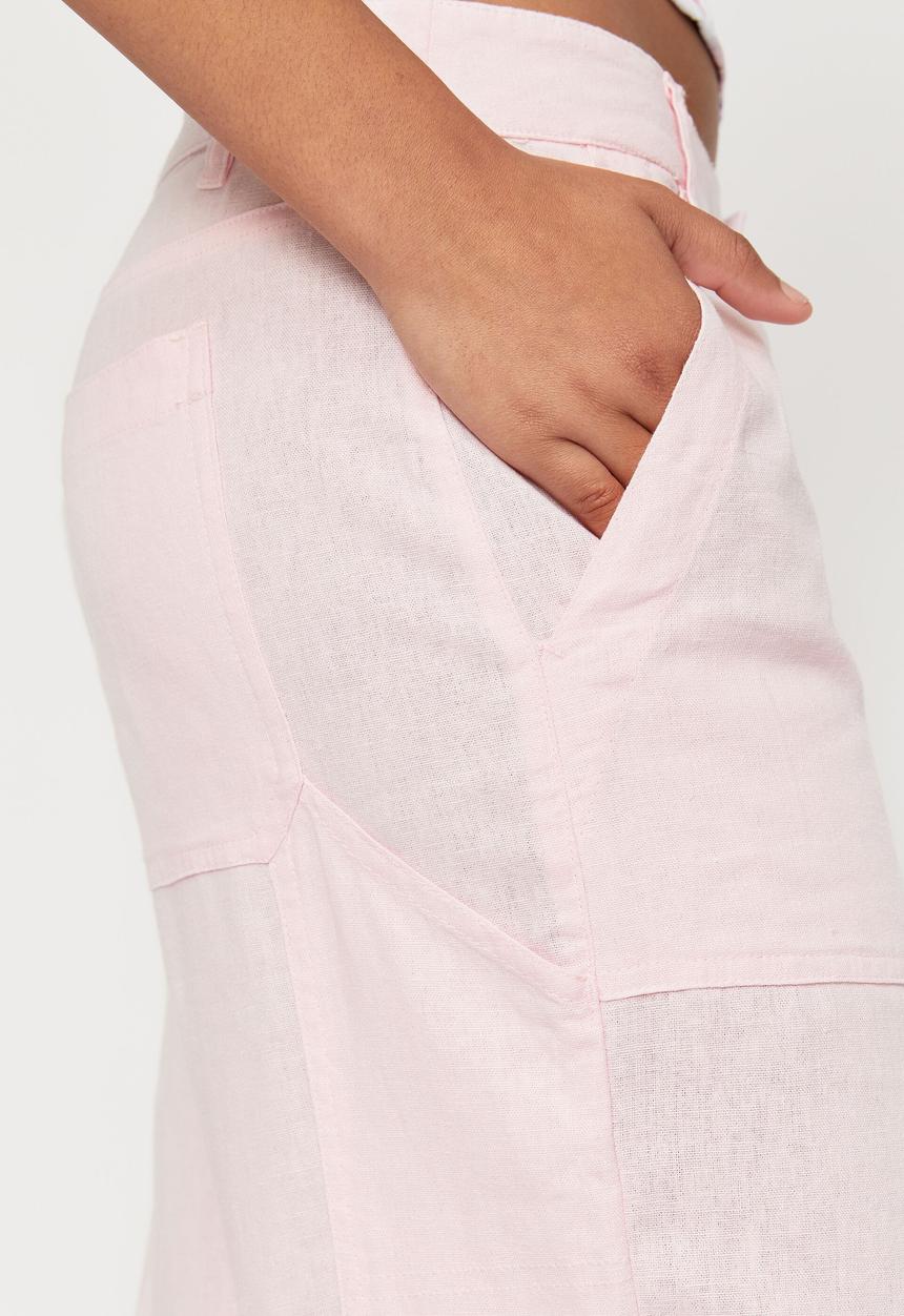 Supré  - Candace linen cargo pant - pastel pink