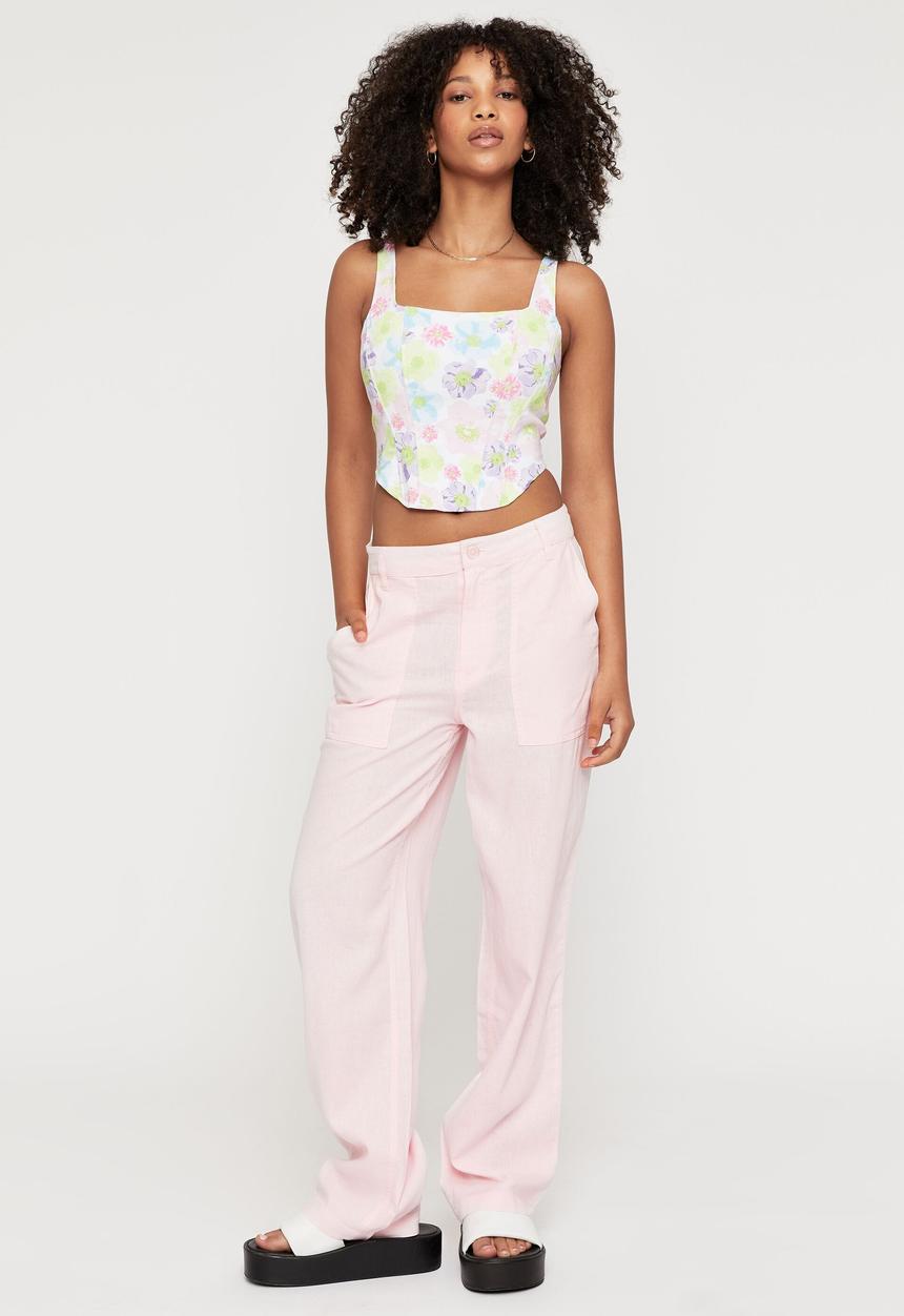 Supré  - Candace linen cargo pant - pastel pink