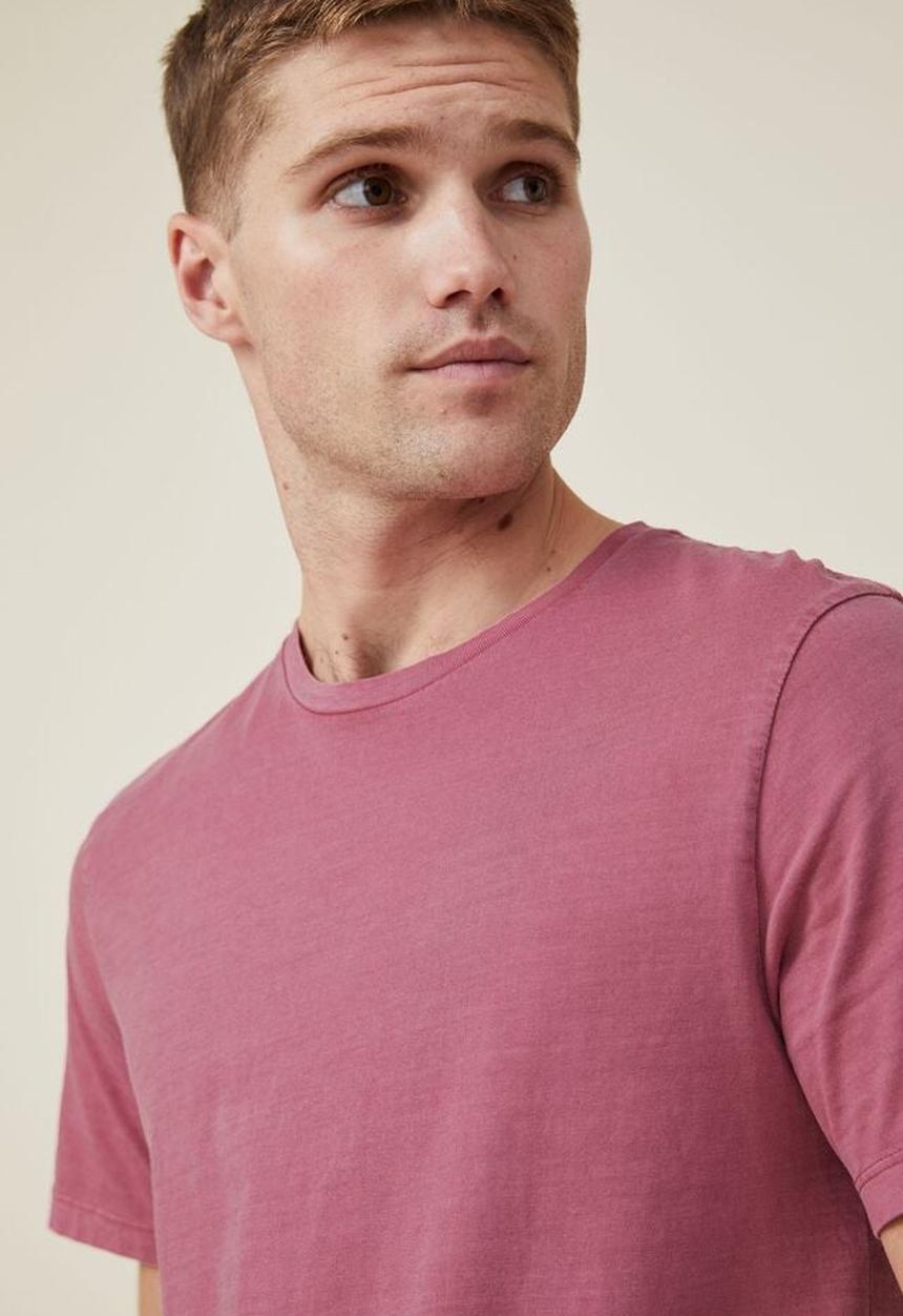 Cotton On - Organic crew T-shirt - raspberry
