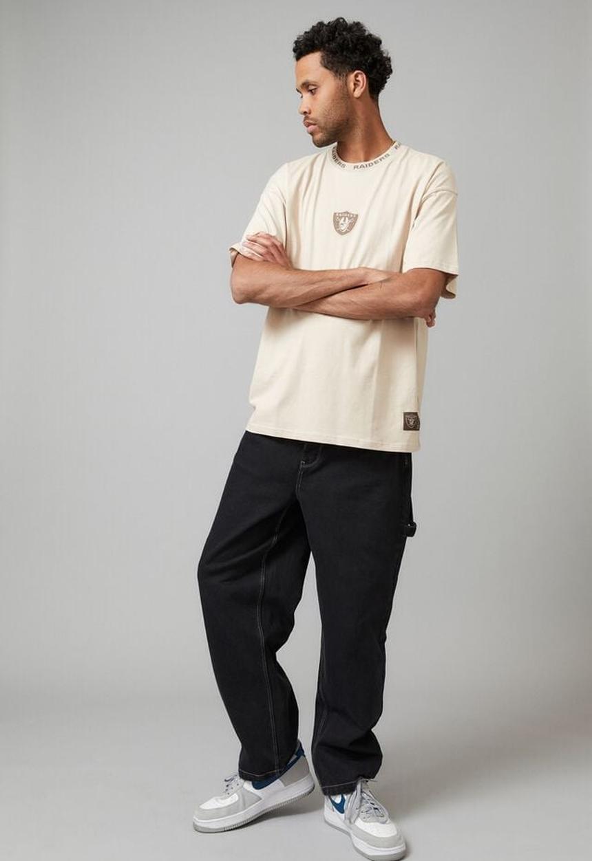 Cotton On - Oversized nfl T-shirt - lcn nfl beige/raiders neck rib