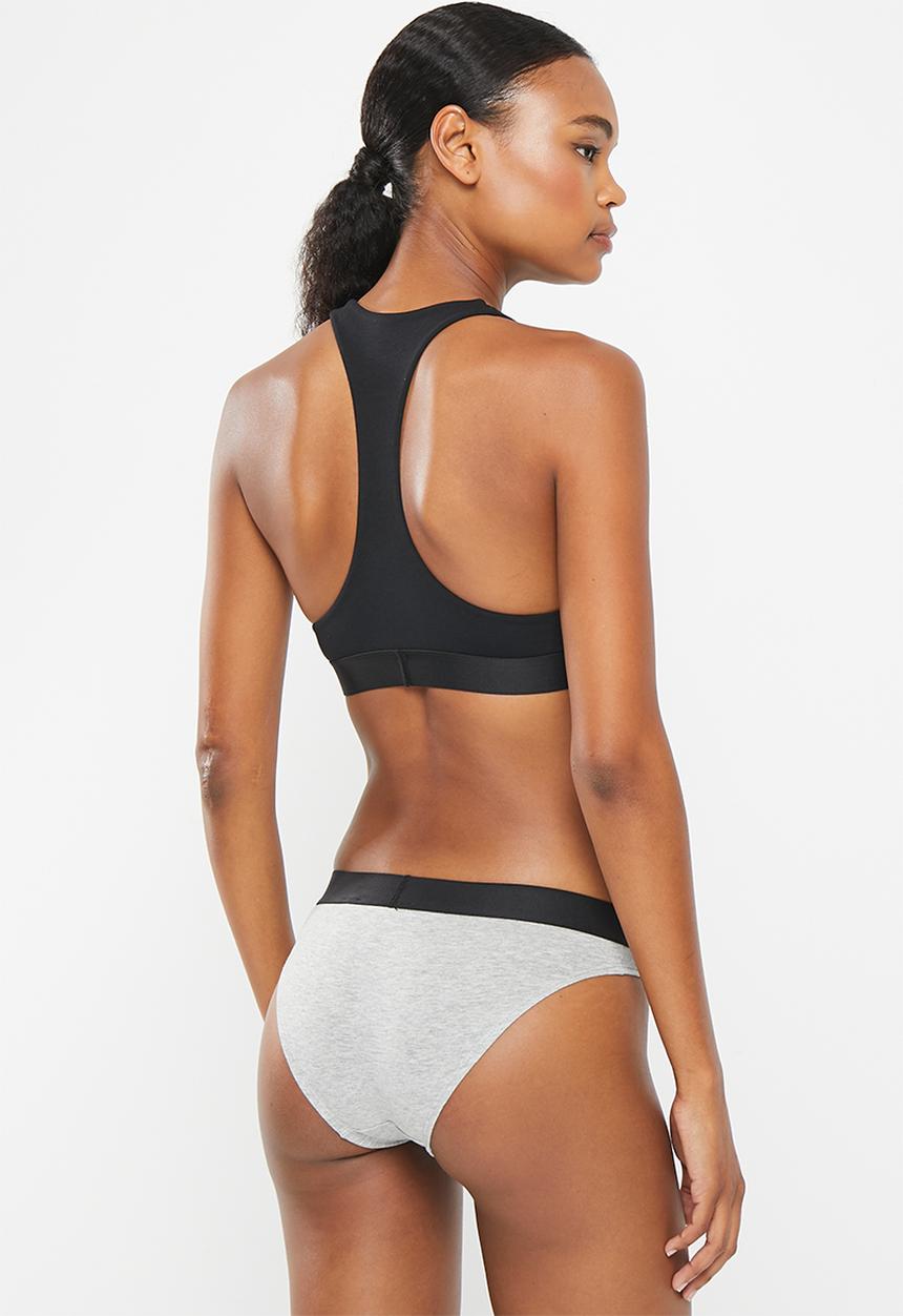 Superdry. - Large logo bikini brief - grey marl & gold