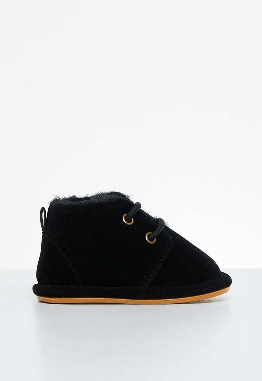 Pop Candy - Baby booties with faux fur - black
