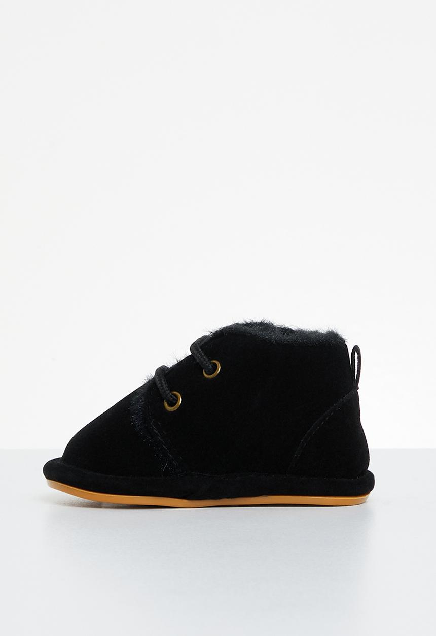 Pop Candy - Baby booties with faux fur - black
