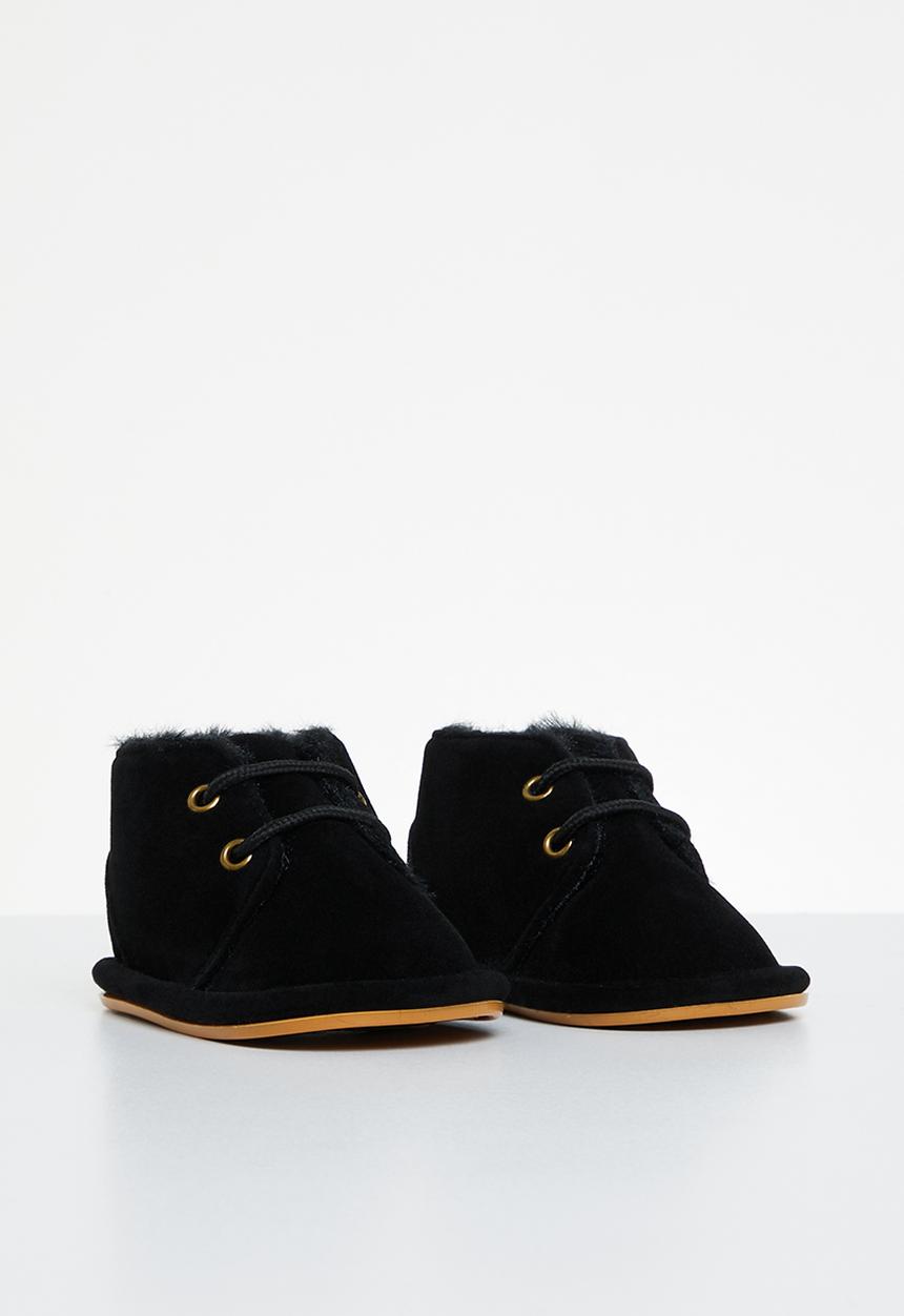 Pop Candy - Baby booties with faux fur - black