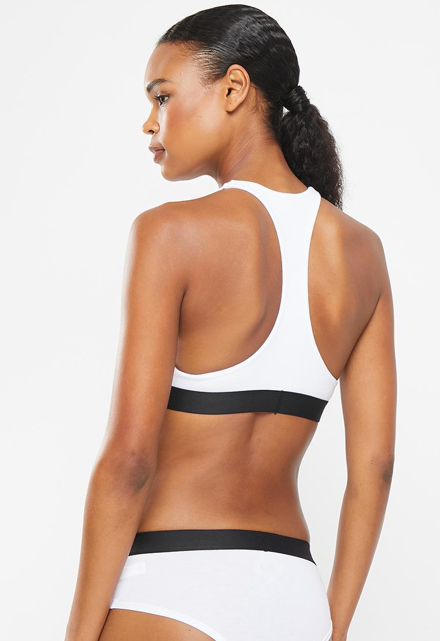 Superdry. - Large logo crop bralette - white & gold