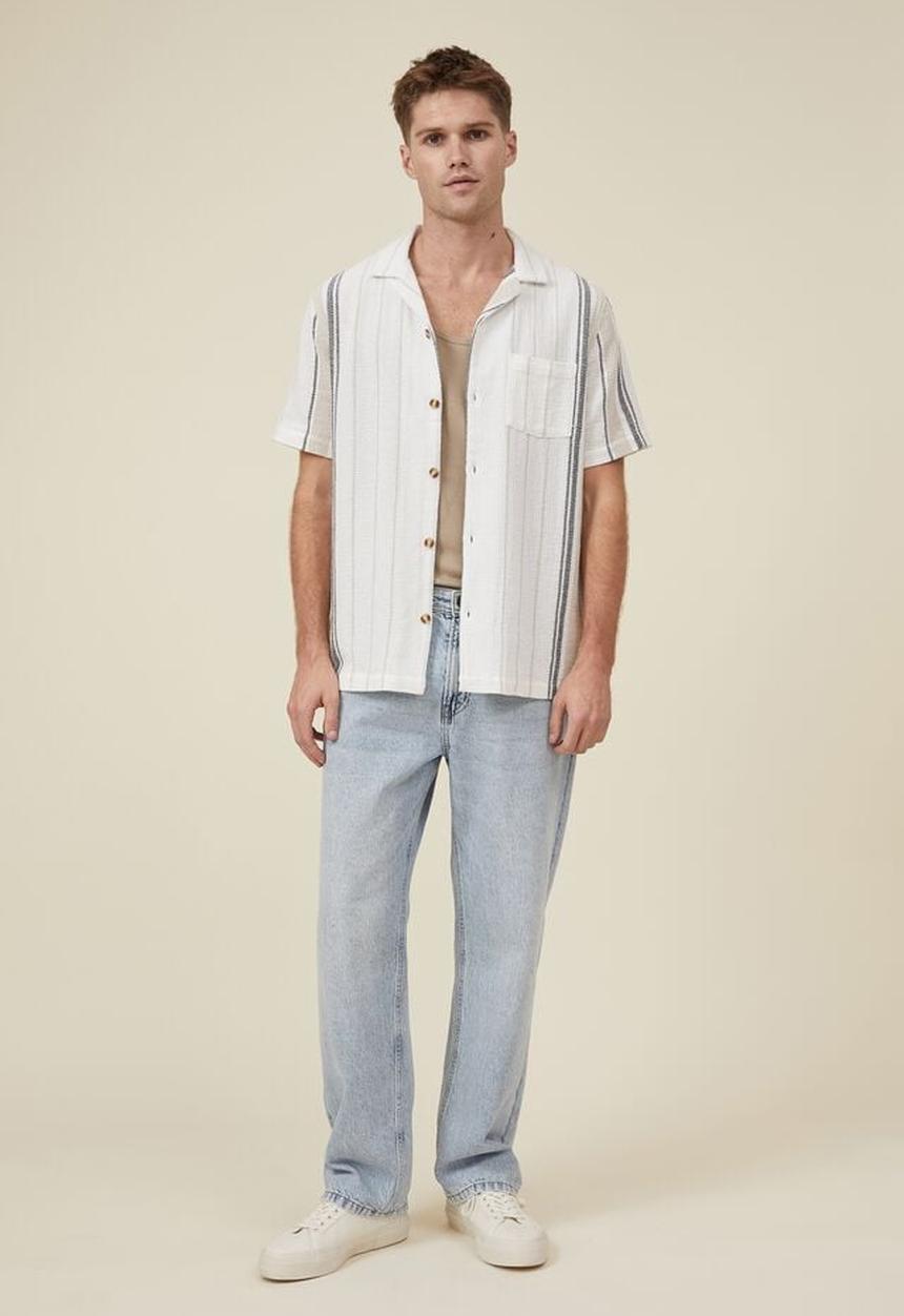 Cotton On - Palma short sleeve shirt - off white stripe