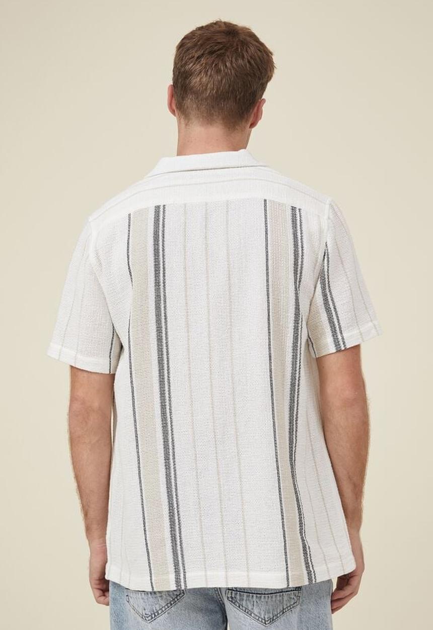 Cotton On - Palma short sleeve shirt - off white stripe