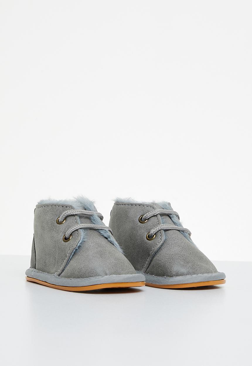 Pop Candy - Baby booties with faux fur - grey