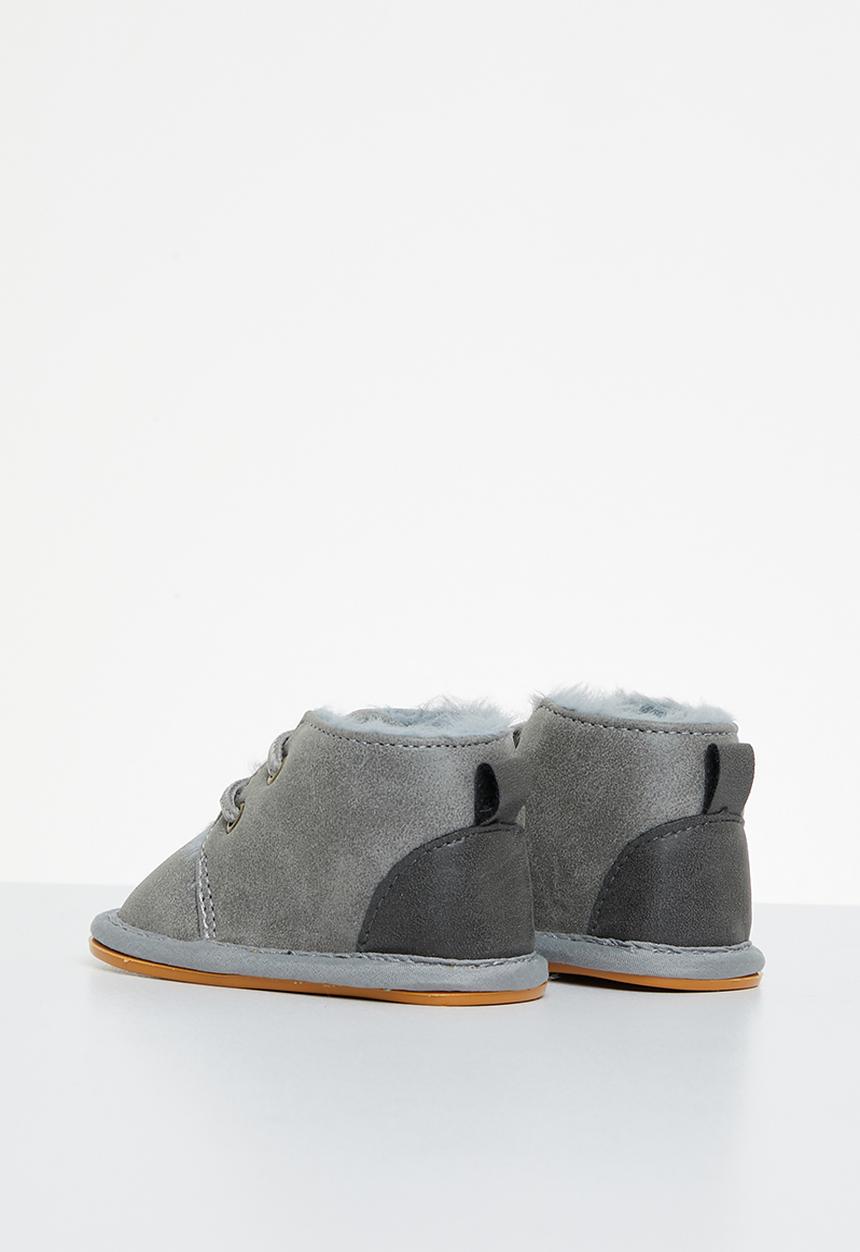 Pop Candy - Baby booties with faux fur - grey