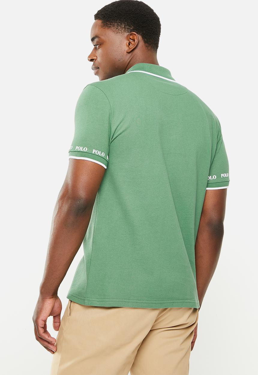 POLO - Men tipped logo pique golfer - green