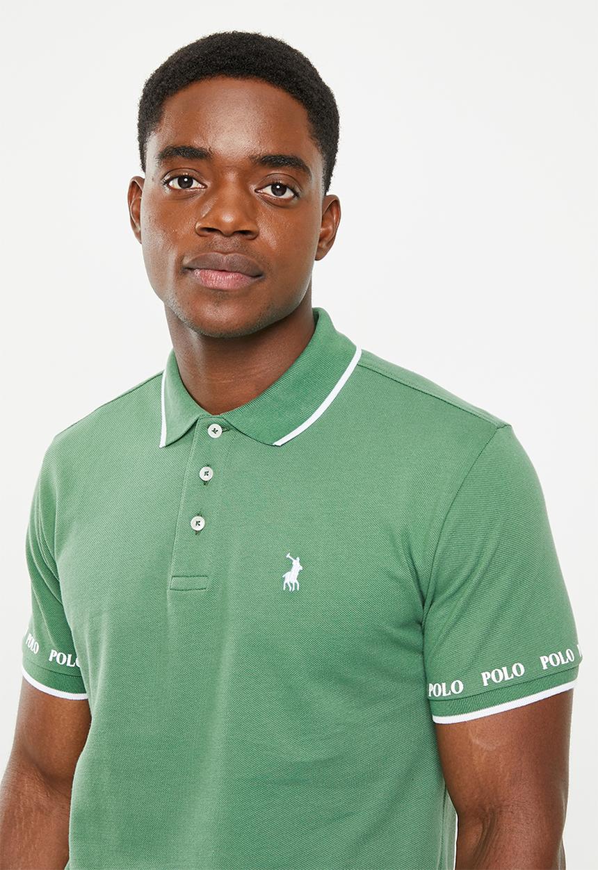 POLO - Men tipped logo pique golfer - green