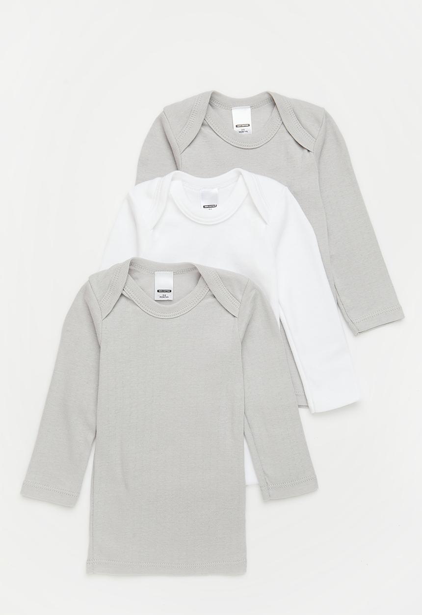 Superbalist - 3 pack long sleeve vests - grey/white