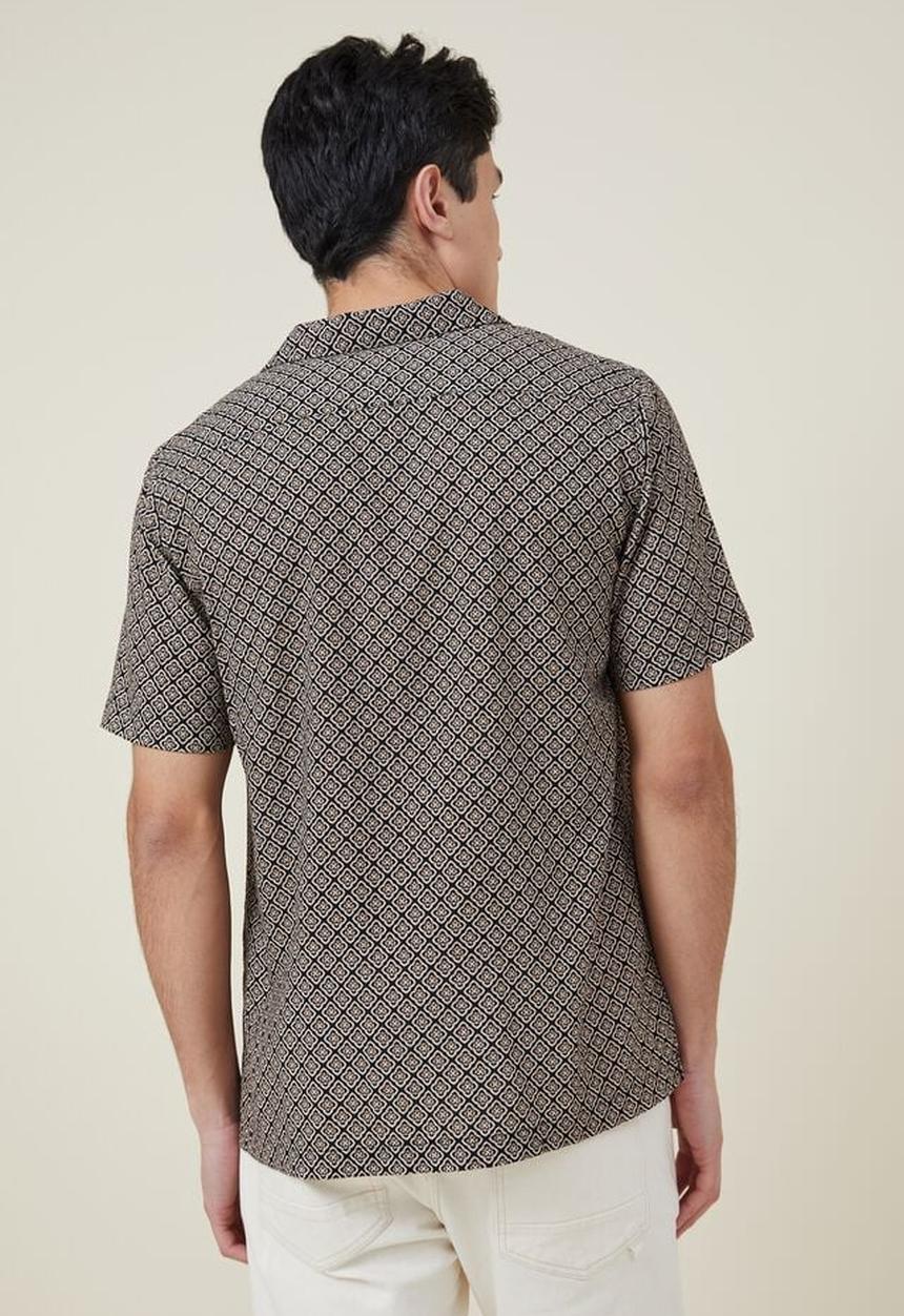 Cotton On - Riviera short sleeve shirt - black tile