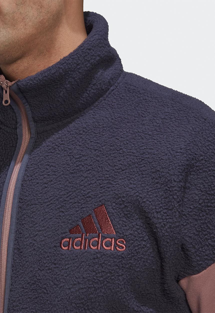 adidas Performance - Colorblock Sherpa Fleece Track Top - shadow navy/wonder oxide