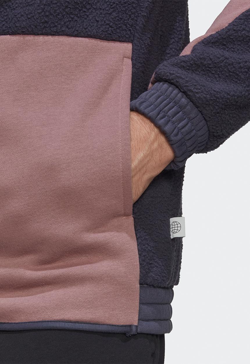 adidas Performance - Colorblock Sherpa Fleece Track Top - shadow navy/wonder oxide