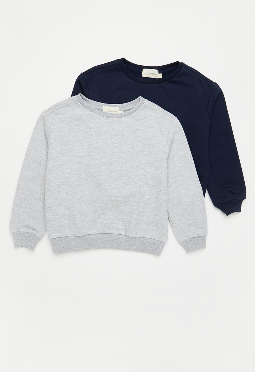 Superbalist - Boys 2 pk sweat top - navy/grey melange