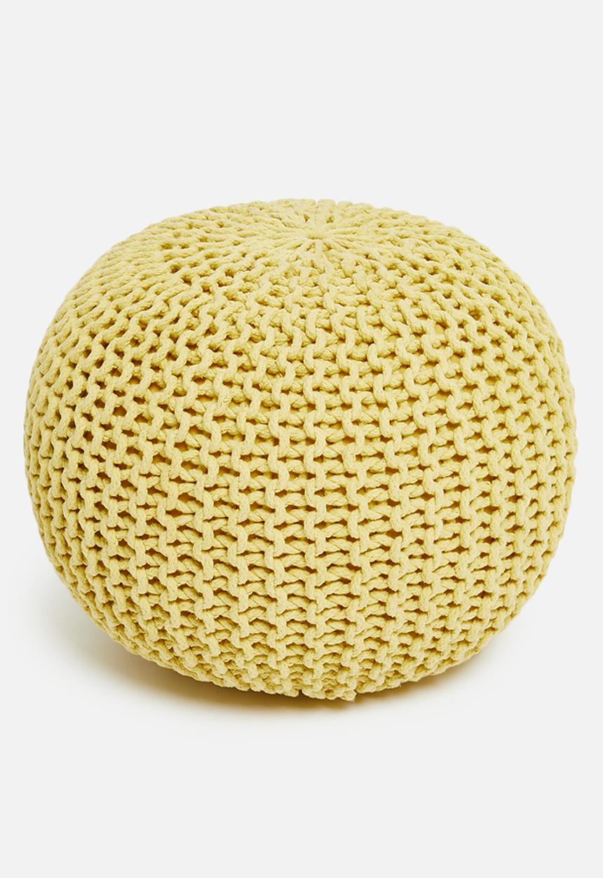Sixth Floor - Kuku woven ottoman - mustard